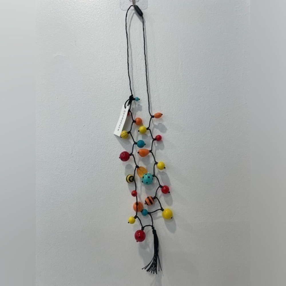 Decouture Zag Necklace Multicolor Painted Wood Beads Lightweight & Fair Trade